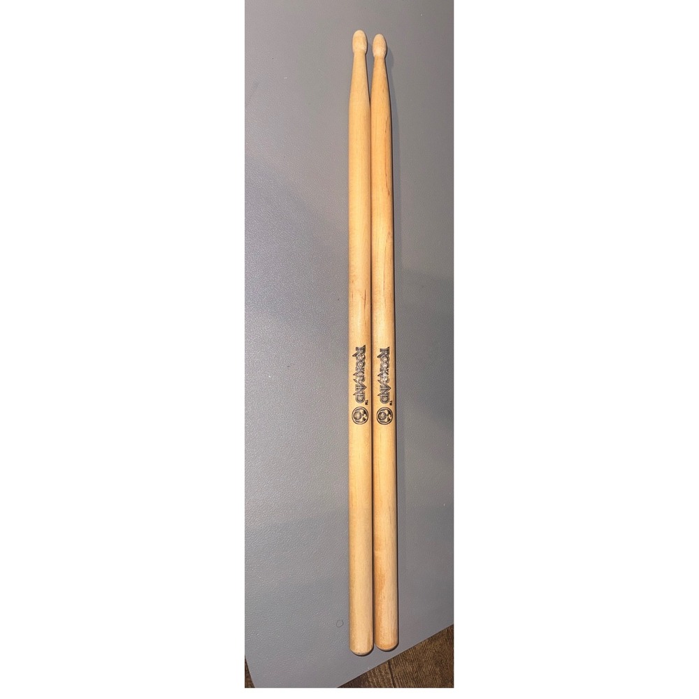 Official Rock Band Wooden Drumsticks Pair Natural Wood Gaming Accessory Logo